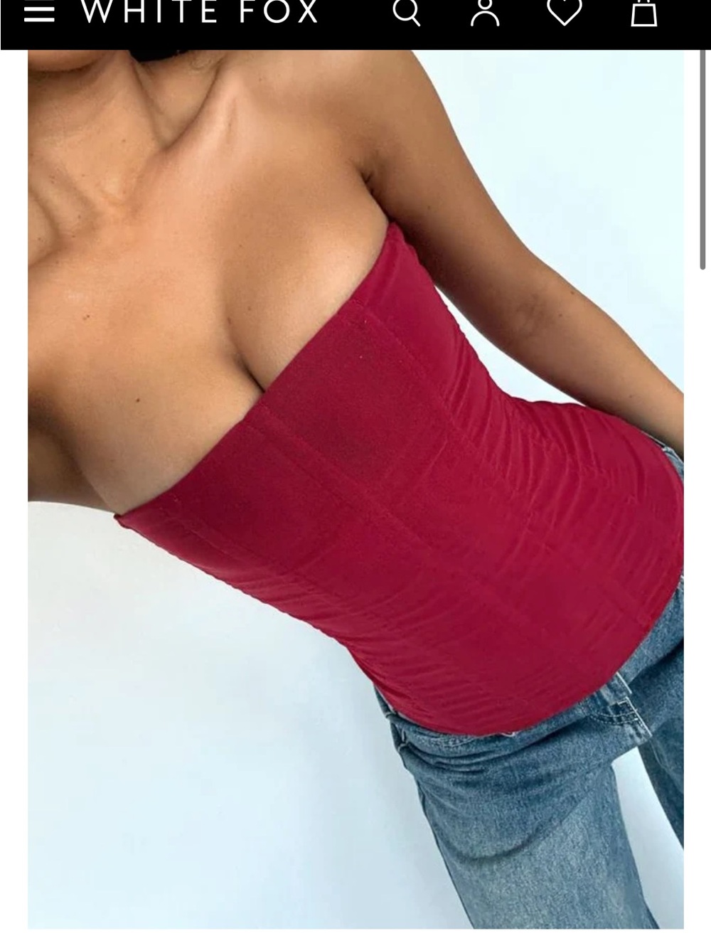 White Fox Boutique Tell Me A Secret Strapless bustier Top in Deep Red